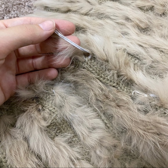 Alberto Makali Beige Rabbit Fur Knit Cardigan - Picture 8 of 12